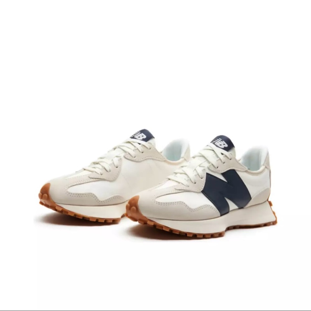 New Balance White and Navy Sneakers